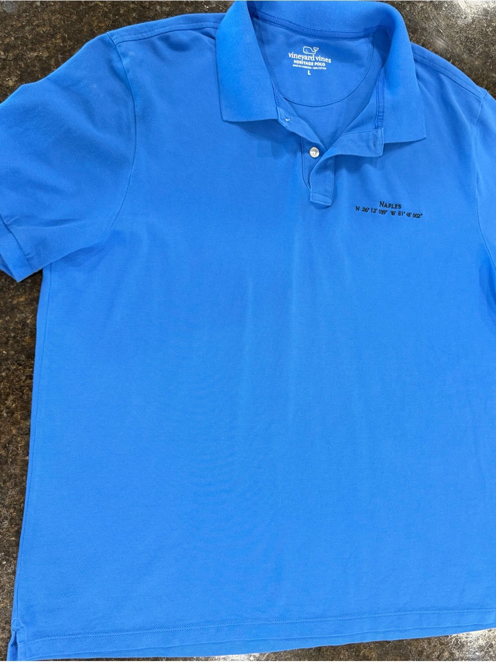 Vineyard Vines Bright Blue Men's Polo with Naples Embroidery